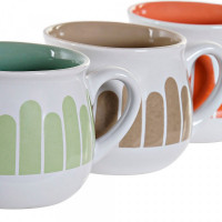 Mug DKD Home Decor Multicolour Stoneware (330 ml) (3 pcs)