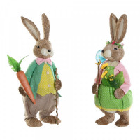 Decorative Figure DKD Home Decor Polyester Fibre Rabbit (2 pcs) (27 x 20 x 76 cm)