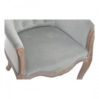 Armchair DKD Home Decor Grey Polyester Rubber wood (62 x 58 x 69 cm)