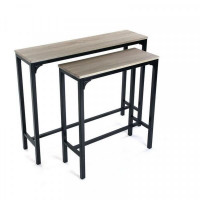 Set of 2 tables MDF Wood Metal (63 x 25 x75 cm)