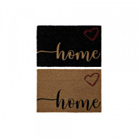 Doormat DKD Home Decor Brown Black PVC Coconut Heart (2 pcs) (60 x 40 x 1.5 cm)