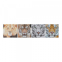 Painting DKD Home Decor Tiger Canvas (4 pcs) (40 x 1.8 x 40 cm)