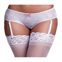 White Rose Open Crotch Boyshort Panty XL Baci Lingerie BW3122-WHTXL
