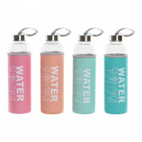 Glass Bottle with Neoprene Cover DKD Home Decor Water (600 ml) (4 pcs)