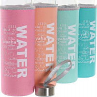 Glass Bottle with Neoprene Cover DKD Home Decor Water (600 ml) (4 pcs)