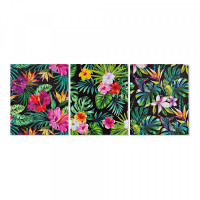 Painting DKD Home Decor Floral Tropical 40 x 1.8 x 50 cm (3 pcs)