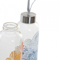 Bottle from recycled glass, with lid DKD Home Decor Blue Orange Stainless steel (550 ml) (2 pcs)