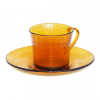 Cup with Plate Duralex Lys Amber (18 cl)