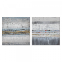 Painting DKD Home Decor Pinewood Canvas Abstract (2 pcs) (100 x 2.8 x 100 cm)