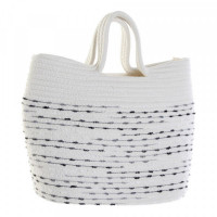 Multi-use Bag DKD Home Decor White Grey Cotton Fibre (29 x 19 x 27 cm)