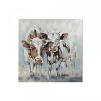 Painting DKD Home Decor Pinewood Cow Canvas (120 x 4 x 120 cm)