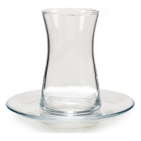 Set of 6 Cups with Plate Transparent Glass (6 Pieces) (20 x 6,5 x 23 cm)