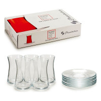 Set of 6 Cups with Plate Transparent Glass (6 Pieces) (20 x 6,5 x 23 cm)