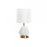 Desk Lamp DKD Home Decor White Polyester Metal Ceramic 220 V Golden 50 W
