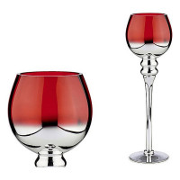 Candleholder Red Crystal Silver
