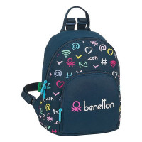 Casual Backpack Benetton Dot Com Multicolour Navy Blue