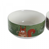Bowl DKD Home Decor Porcelain (400 ml) (4 pcs) (13.5 x 13.5 x 8 cm)