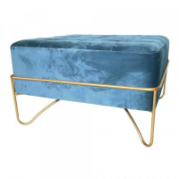 Bench DKD Home Decor Blue Polyester Foam Metal Golden MDF Wood (80 x 80 x 47 cm)