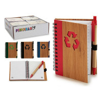 Spiral Notebook with Pen Bamboo Recycled