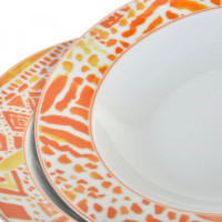 Deep Plate DKD Home Decor Orange Porcelain (2 pcs) (21.5 x 3.5 x 3.5 cm)