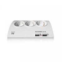 Power Socket - 5 sockets with Switch Ewent EW3935 1,5 m 2 x USB 2,1 A 2500W White