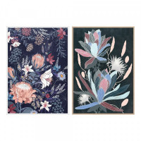 Painting DKD Home Decor Flowers (2 pcs) (53 x 4.3 x 73 cm)