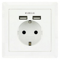 Wall Plug with 2 USB Ports NANOCABLE 10.35.0010 5V/2.4A White