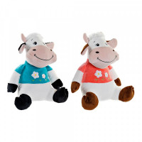 Fluffy toy DKD Home Decor Polyester Cow (2 pcs) (38 x 29 x 36 cm)