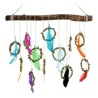 Hanging decoration DKD Home Decor Multicolour Feathers (52 x 3 x 45 cm)