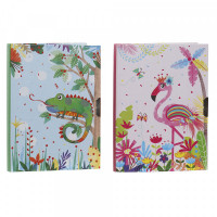 Diary with accessories DKD Home Decor ‎ Blue Pink (13.5 x 1 x 18 cm) (27.5 x 4 x 18 cm)