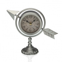 Table clock Complete arrow Silver Metal (23 x 16 x 8 cm)