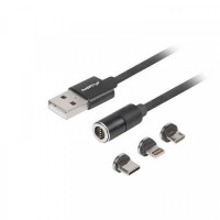 USB Cable to Micro USB, USB-C and Lightning Lanberg CA-3IN1-20CU-0010-BK (1 m)