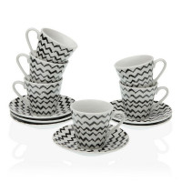 Set of Mugs with Saucers Lauren Coffee Porcelain (6 pcs)