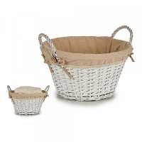 Basket wicker Cloth White (40 x 31 x 45 cm)