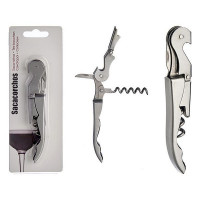 Corkscrew with foil cutter and bottle opener Metal (12 x 1,5 cm)