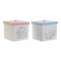 Box with cover DKD Home Decor MDF Wood (2 pcs) (11.5 x 11.5 x 11 cm)