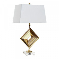 Desk Lamp DKD Home Decor White Polyester Metal Crystal 220 V Golden