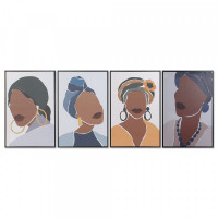 Painting DKD Home Decor African Woman (4 pcs) (60 x 4 x 90 cm)