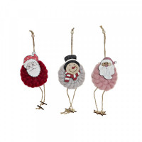 Christmas bauble DKD Home Decor Polyester Wood Father Christmas (3 pcs) (8 x 3 x 26 cm)