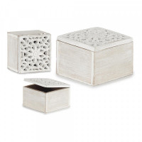 Decorative box White Wood (11,5 x 8 x 11,5 cm)