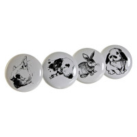 Doorknob DKD Home Decor animals Metal Ceramic (4 pcs)