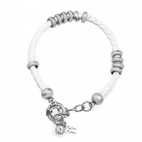 Ladies'Bracelet Folli Follie 3B13F007WC White Leather (17 cm)