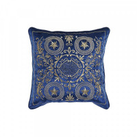 Cushion DKD Home Decor Blue Polyester Velvet Golden (45 x 10 x 45 cm)