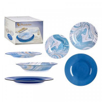 Dinnerware Set Blue Marble Glass (18 pcs)