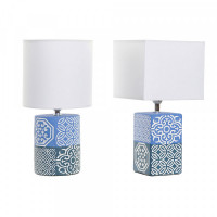 Desk Lamp DKD Home Decor Blue White Polyester 25W 220 V (2 pcs)