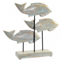 Decorative Figure DKD Home Decor Metal Mango wood Fish (32 x 7 x 30 cm)