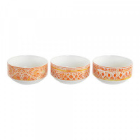 Bowl DKD Home Decor Porcelain Colonial (400 ml) (3 pcs) (13.5 x 13.5 x 8 cm)