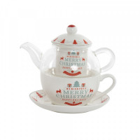 Teapot DKD Home Decor Christmas Red Crystal Porcelain (250 ml)