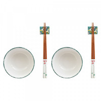 Sushi Set DKD Home Decor Wood Porcelain (25 x 25 x 6,5 cm)