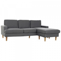 Chaise Longue Sofa DKD Home Decor Linen Traditional Dark Grey (193 x 131 x 77 cm)